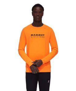 On mmtsklep Polary I Bluzy | Bluza Mammut Core Ml Crew Neck Men Logo Dark Tangerine